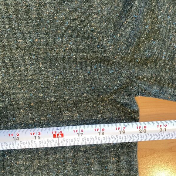 J Crew Henley Sweater Mens medium Heather Green Knit Long Sleeve Crew Neck - Picture 6 of 9